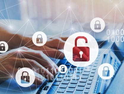 hacker attack and data breach, information leak concept, futuristic cyber  background with broken lock